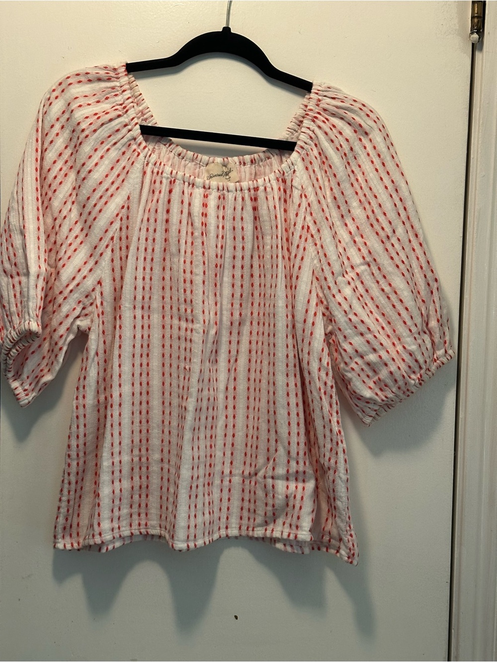 Universal Thread White Blouse with Red Stripe Detail